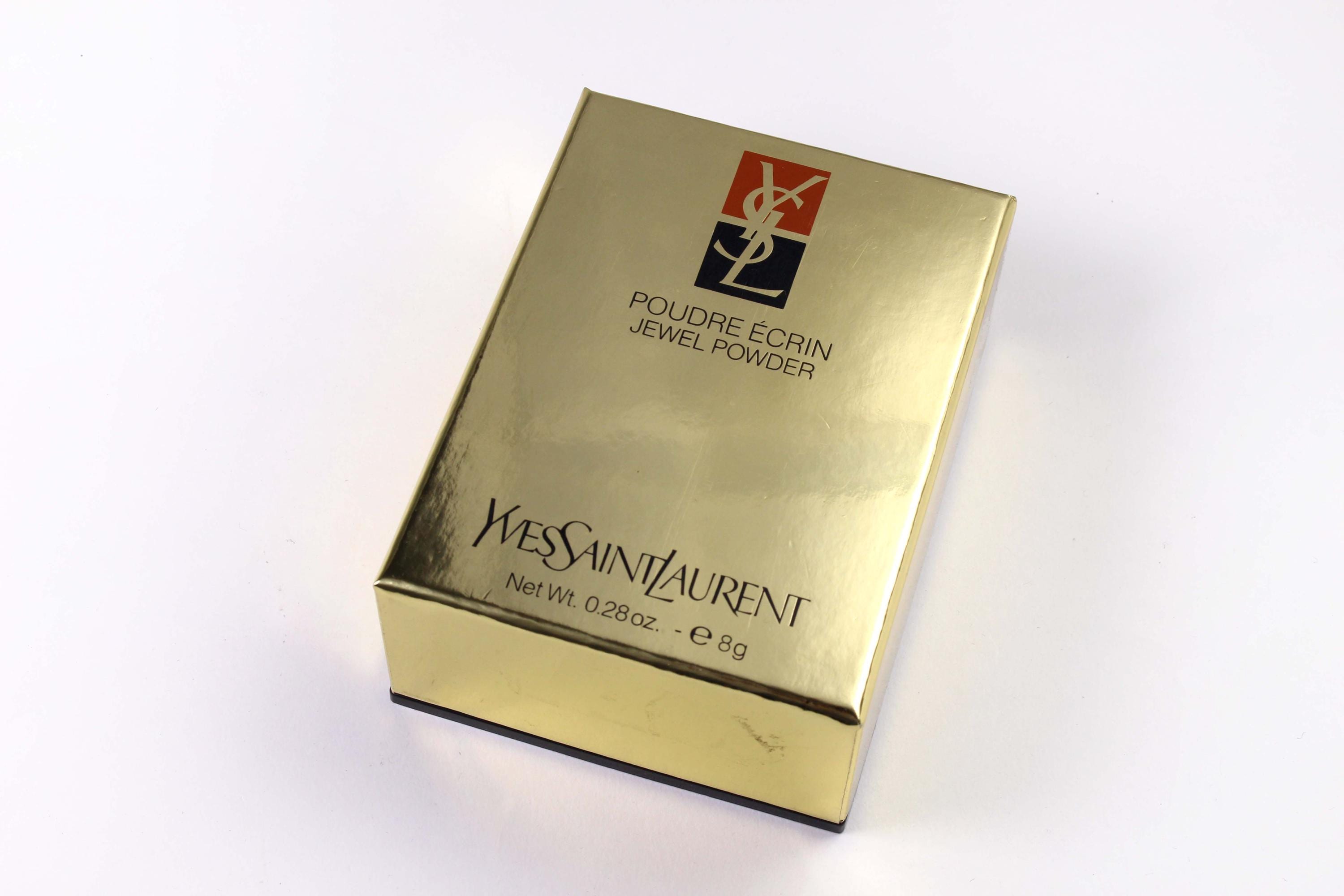 YVES SAINT LAURENT Vintage Heart Gold Plated Jewel Powder Compact