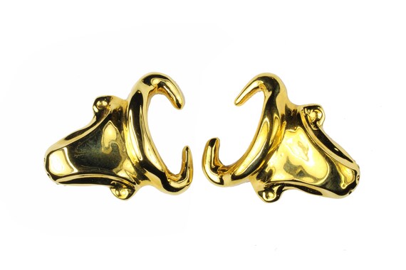 CHRISTIAN LACROIX Vintage Gold Bull Head Earrings - image 5