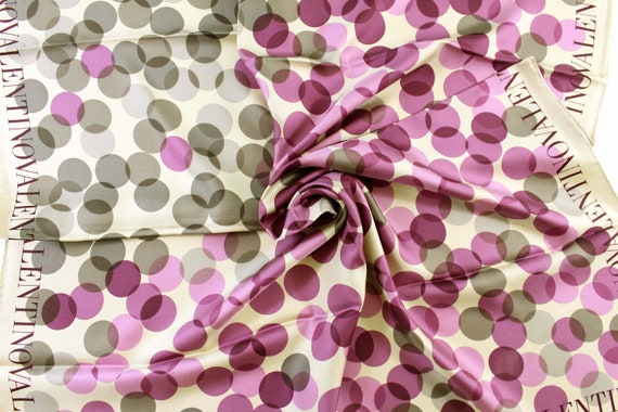 VALENTINO Vintage Scarf 100% Silk Polka Dots - image 4