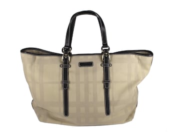 BURBERRY Vintage Check Canvas and Leather Tote Bag