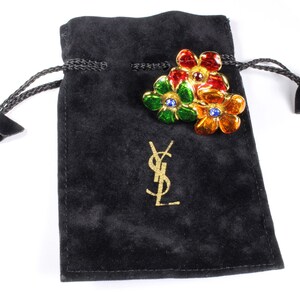 YVES SAINT LAURENT Vintage Enamel Flowers Brooch