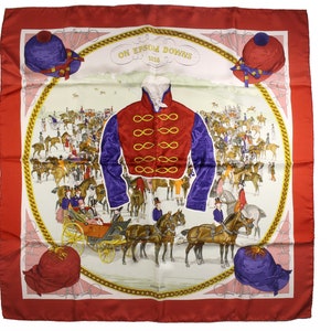 HERMÈS vintage scarf “On Epsom Downs 1836” by Philippe Ledoux