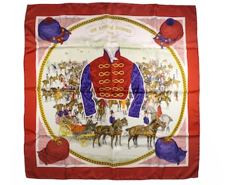 Écharpe Hermès Kermit Oliver Les Danses Des Indiens - Carré 90 Cm - Soie - 1999 - Excellent état