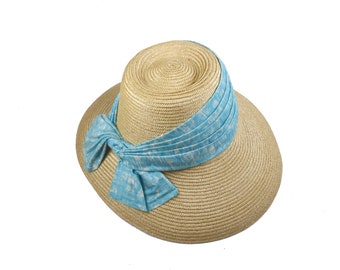 BADIA Sombrero Cloché Vintage de Paja Natural Ala Ancha