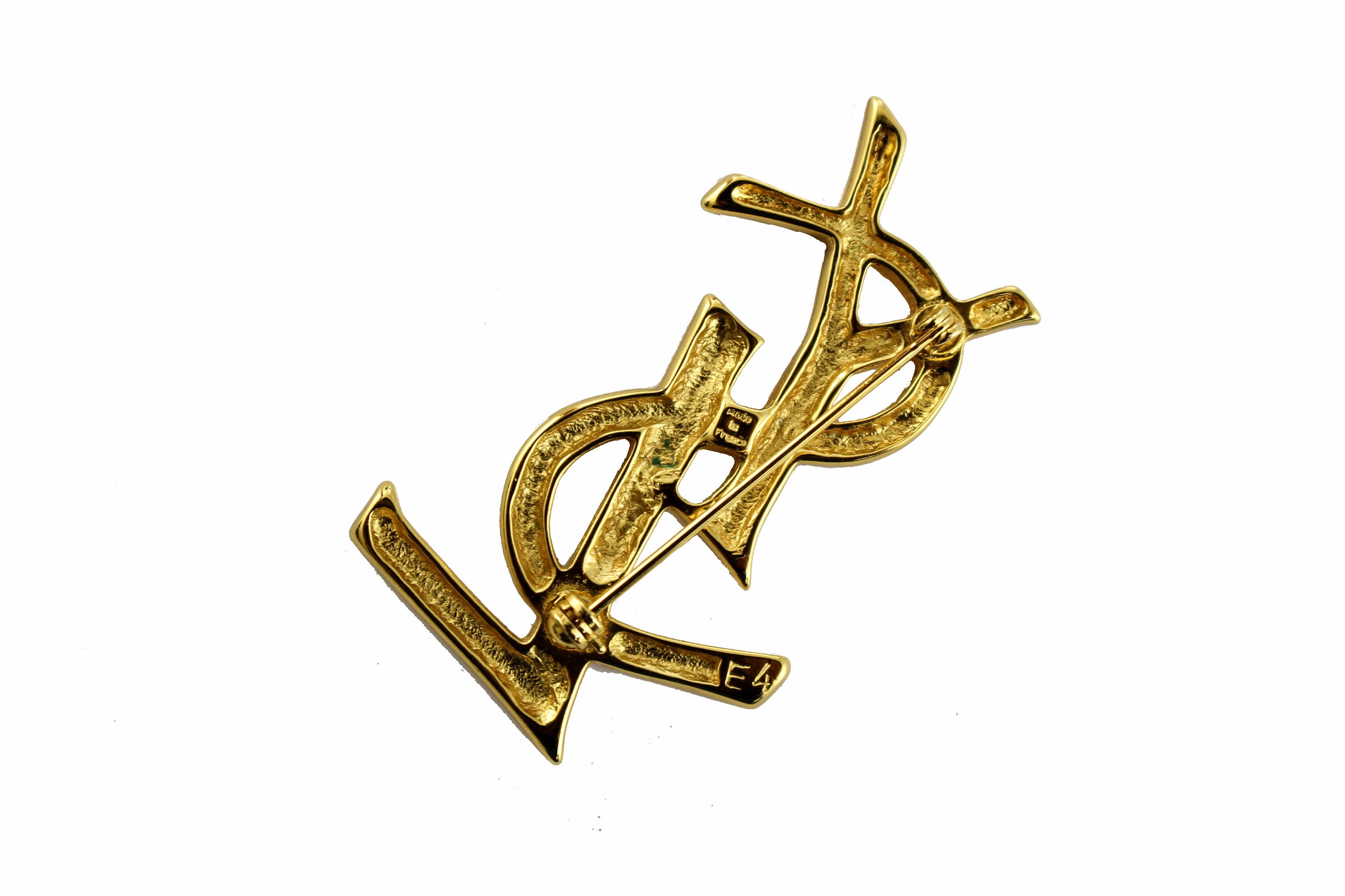 Yves Saint Laurent YSL Logo Brooch (Silver)  Rent Yves Saint Laurent  jewelry for $55/month