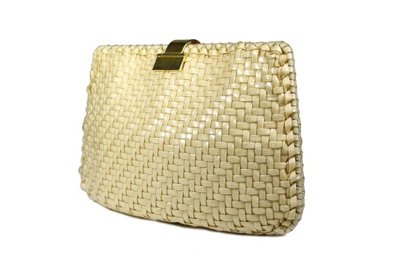 Vintage Ivory Plastic Wicker Handbag Clutch - image 6