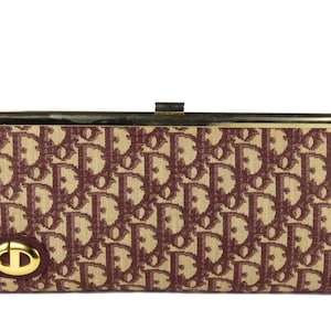 CHRISTIAN DIOR Vintage 1970'S Burdeos Logo Dior Oblique Clutch