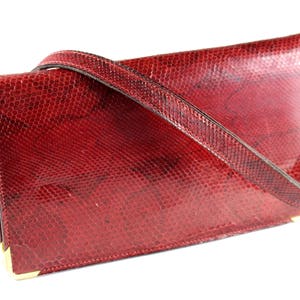 Vintage Red Snakeskin Clutch Handbag