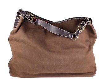 BURBERRY Vintage Brown Canvas and Leather Tote Bag