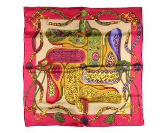 Vintage HERMÈS scarf “Festival” by Henri d'Origny, pocket square 16"