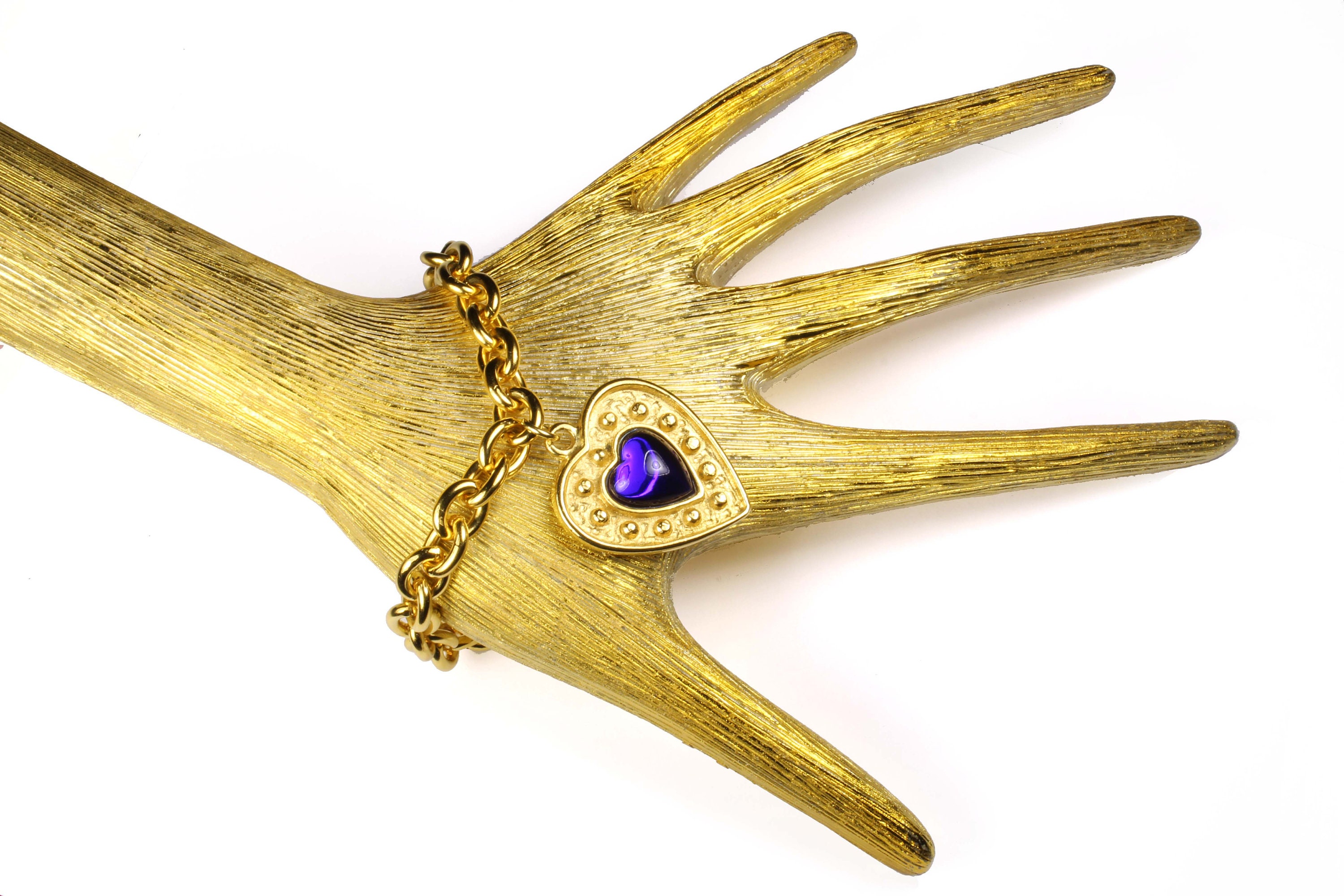 YVES SAINT LAURENT Vintage Blue Heart Charm Bracelet - Etsy