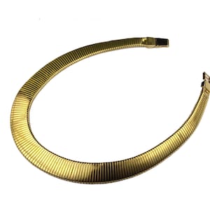 Vintage 1970s Articulated Golden Metal Tubogas Chocker Necklace
