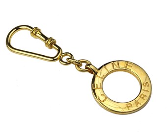 Celine Multi Key Ring Coin Card Case Light Grey Calfskin