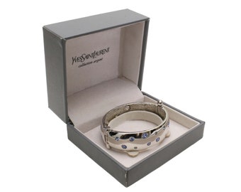 Bracelet manchette vintage en argent et strass YVES SAINT LAURENT