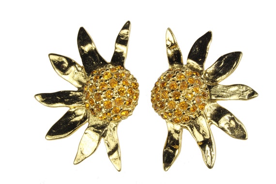 YVES SAINT LAURENT Vintage Large Rhinestone Sunfl… - image 1