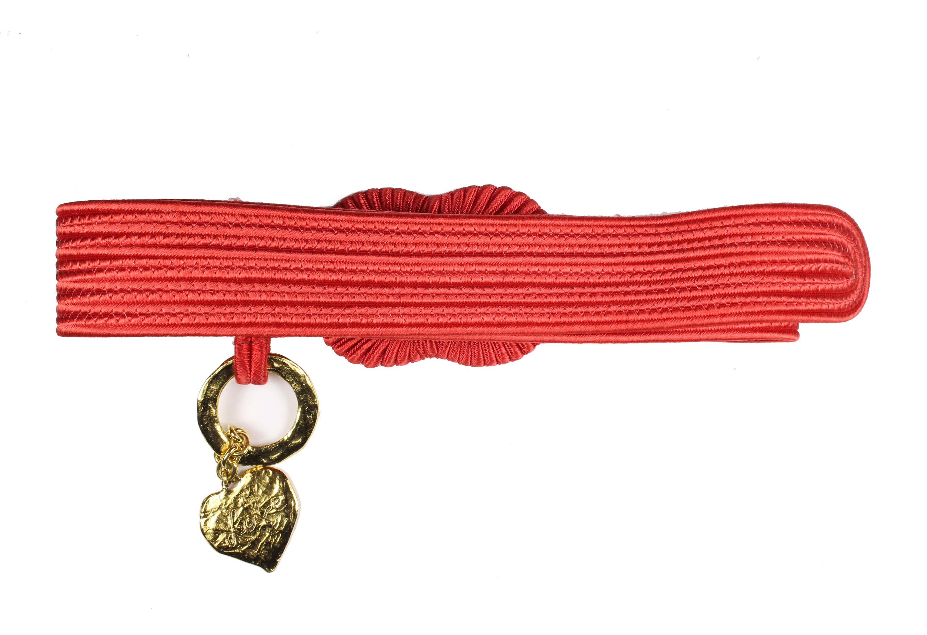 VTG YSL Yves St Laurent Red Stripe Belt Yves Saint Laurent 1980s Red Suede Fringe Wide Waist Belt  main image 4