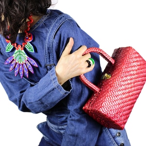 NEIMAN MARCUS Vintage Cherry Wicker Handbag