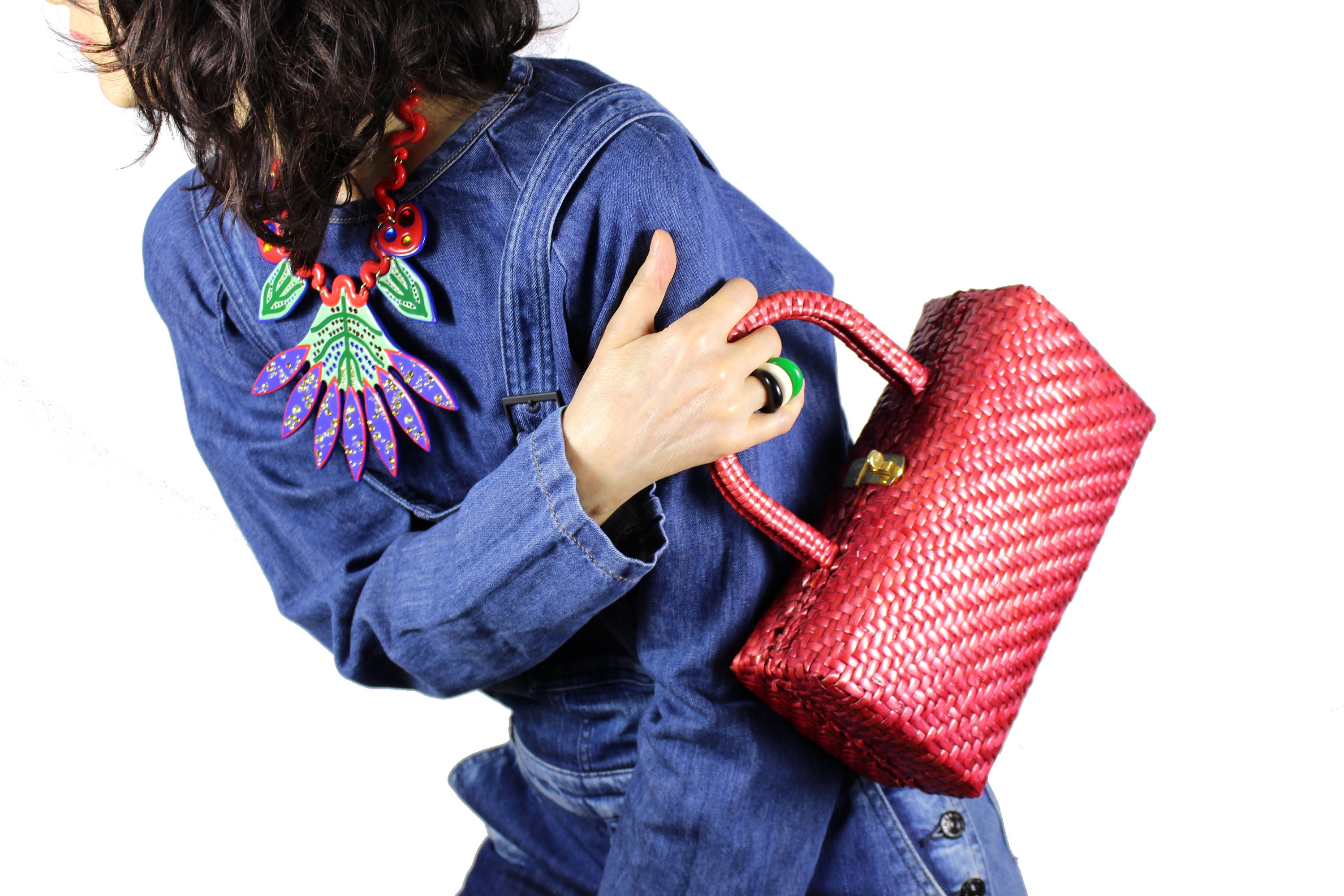 Cherry shop straw bag