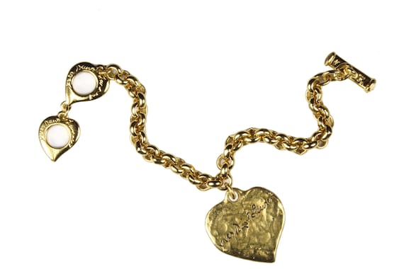 【送料&関税込】Saint Laurent Dangling Heart Charm Bracelet YVES SAINT LAURENT Vintage Love Heart Charm Bracelet - Etsy