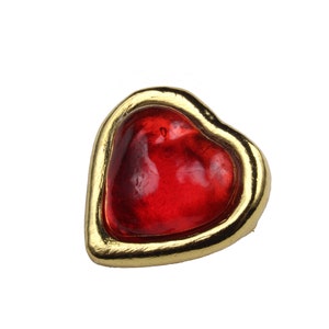 YVES SAINT LAURENT Vintage Small Red Heart Brooch