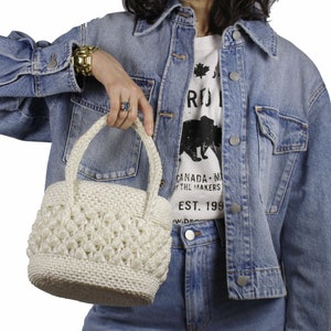 Vintage White Raffia Handbag