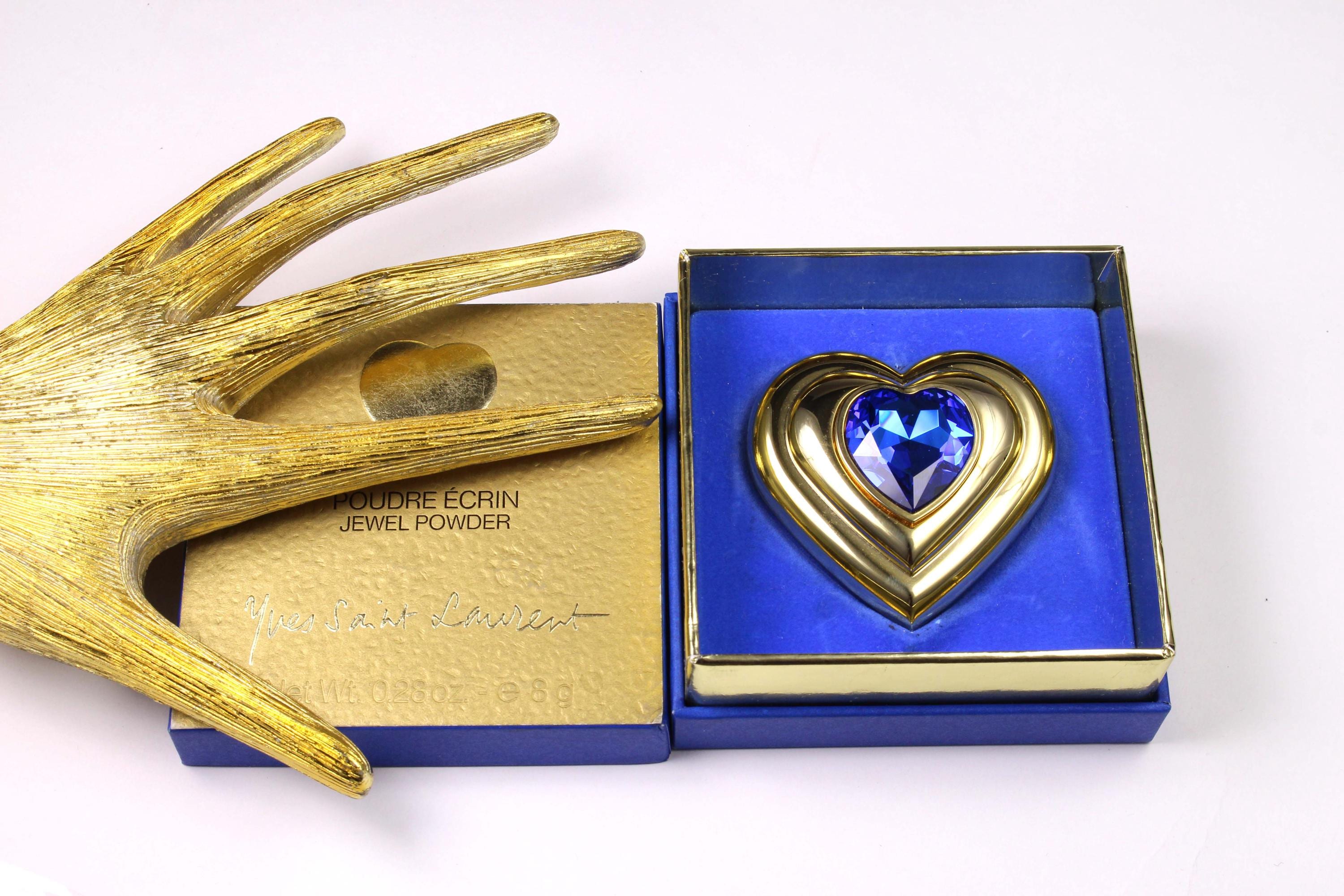 イヴサンローラン　Jewel Powder ハートコンパクト　限定　ヴィンテージ YVES SAINT LAURENT Vintage Heart Gold Plated Jewel Powder Compact