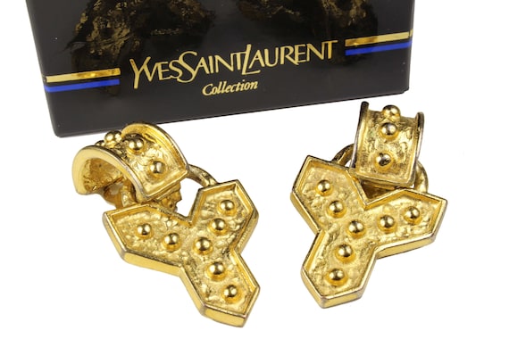 YVES SAINT LAURENT Vintage Iconic Y Earrings - image 3