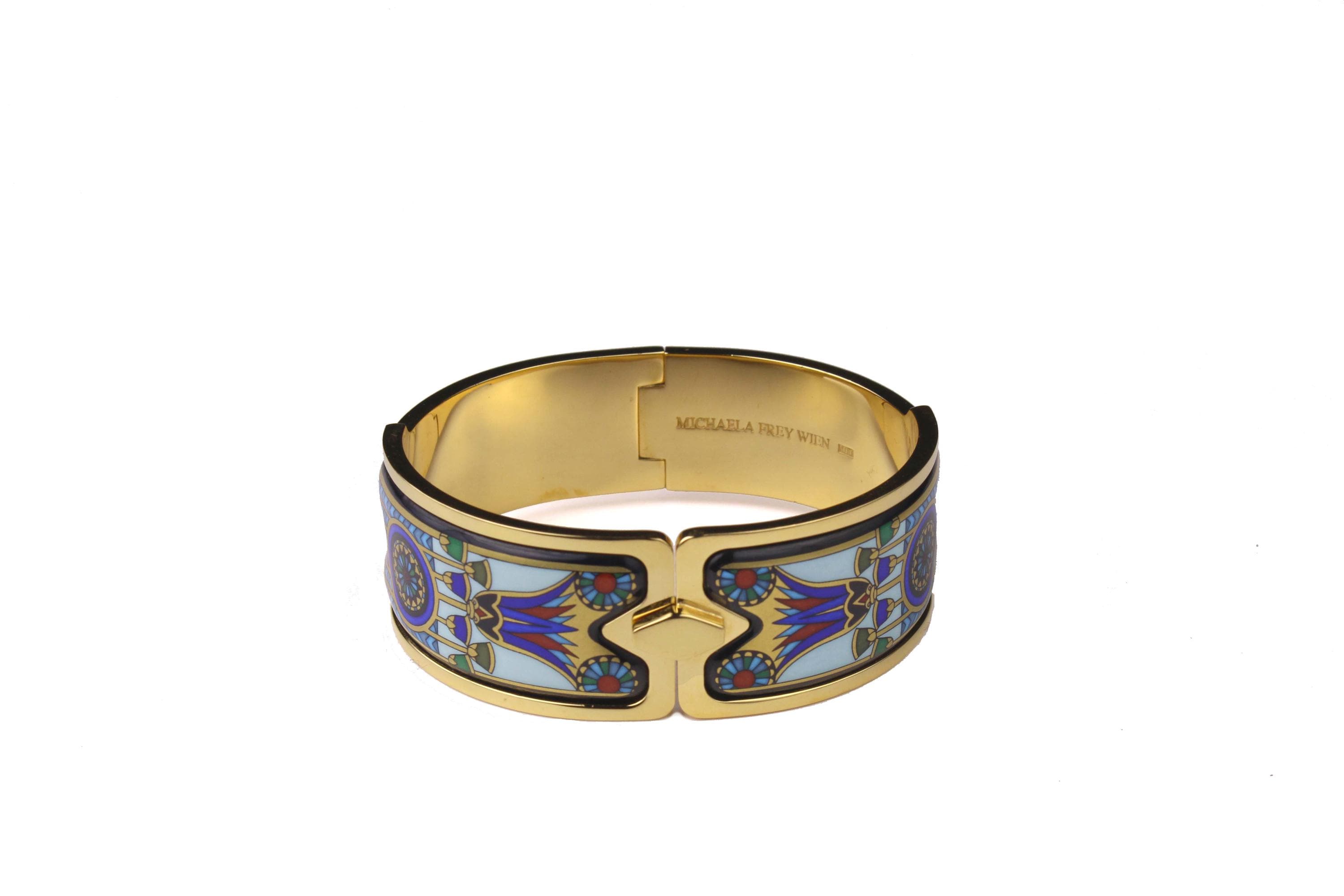 Bracelet Michaela Frey En émail Fleurs Bleues - Très Bon état - Alliage - Femme