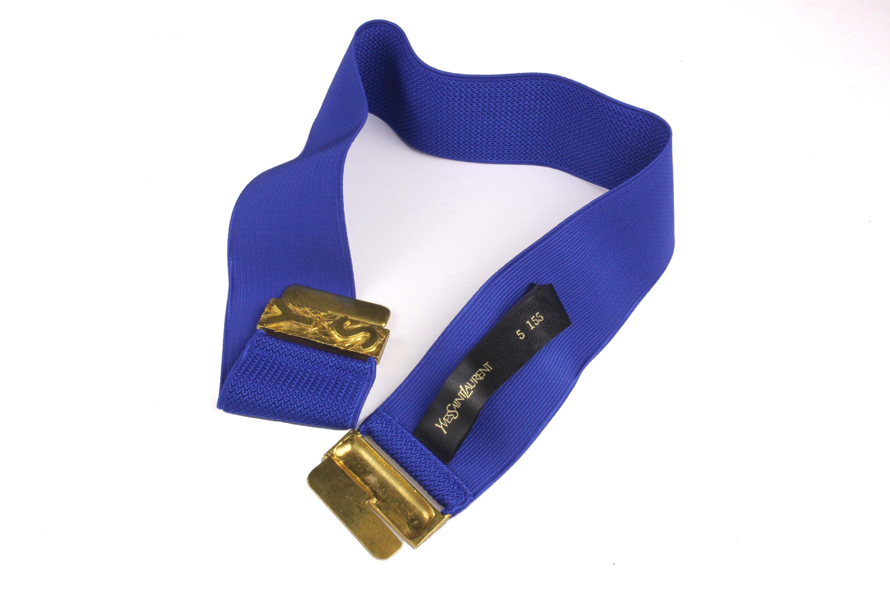 YVES SAINT LAURENT Vintage Blue Elastic Logo Belt - Etsy