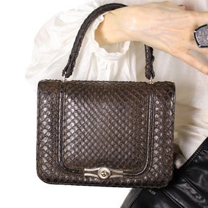 LOEWE Vintage Brown Snake Skin Handbag