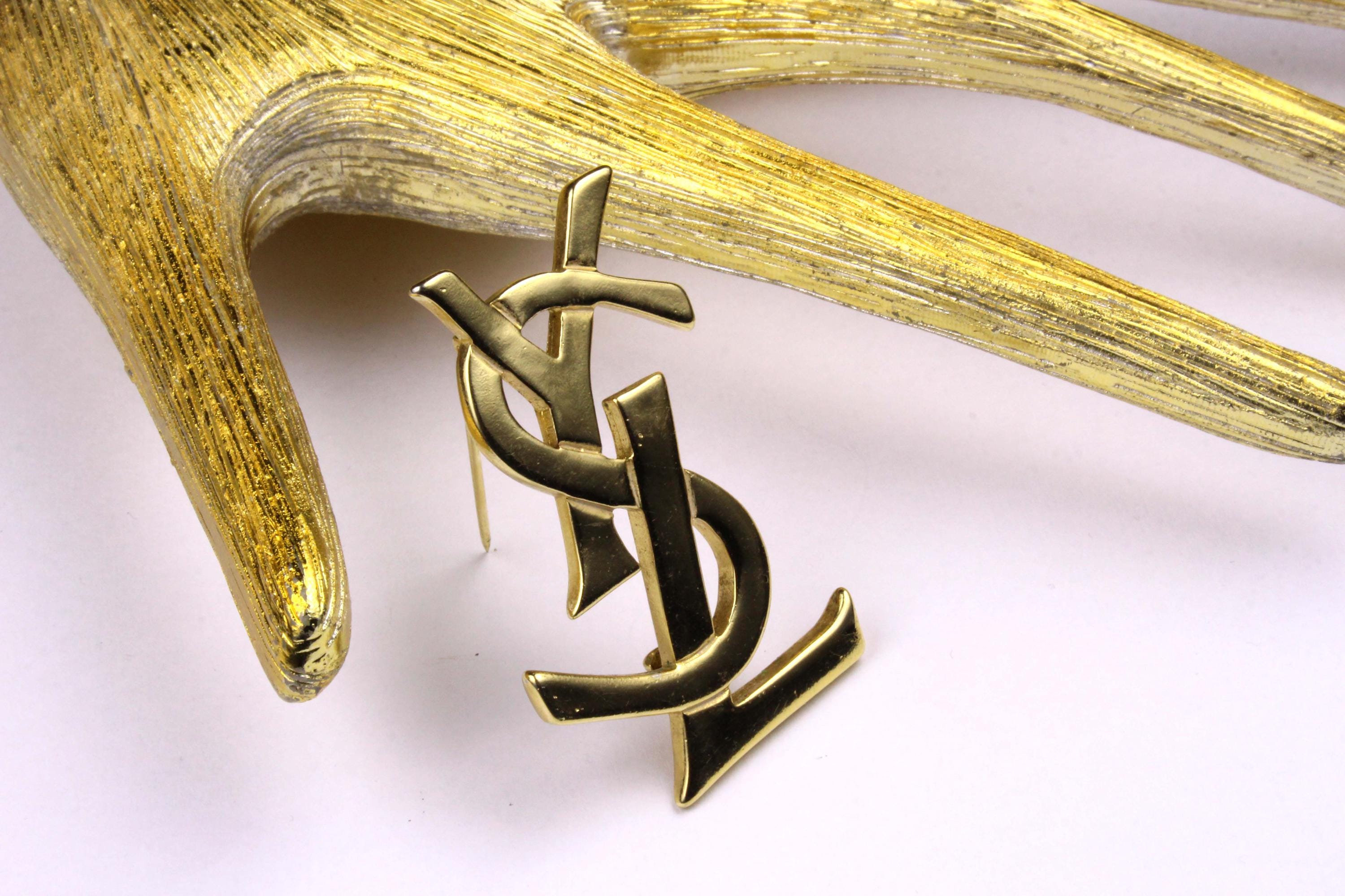 YVES SAINT LAURENT Iconic Logo Vintage Brooch - Etsy YVES SAINT LAURENT Iconic Logo Vintage Brooch - Etsy