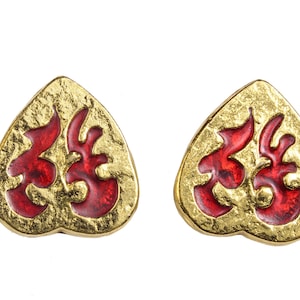 YVES SAINT LAURENT Vintage Red Heart Earrings