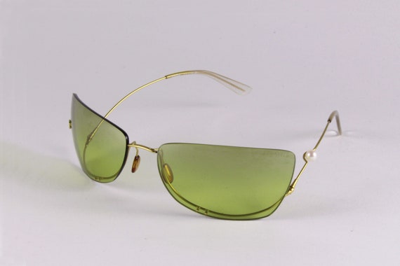 CHANEL Vintage Flexible Rimless Pearl Sunglasses … - image 2