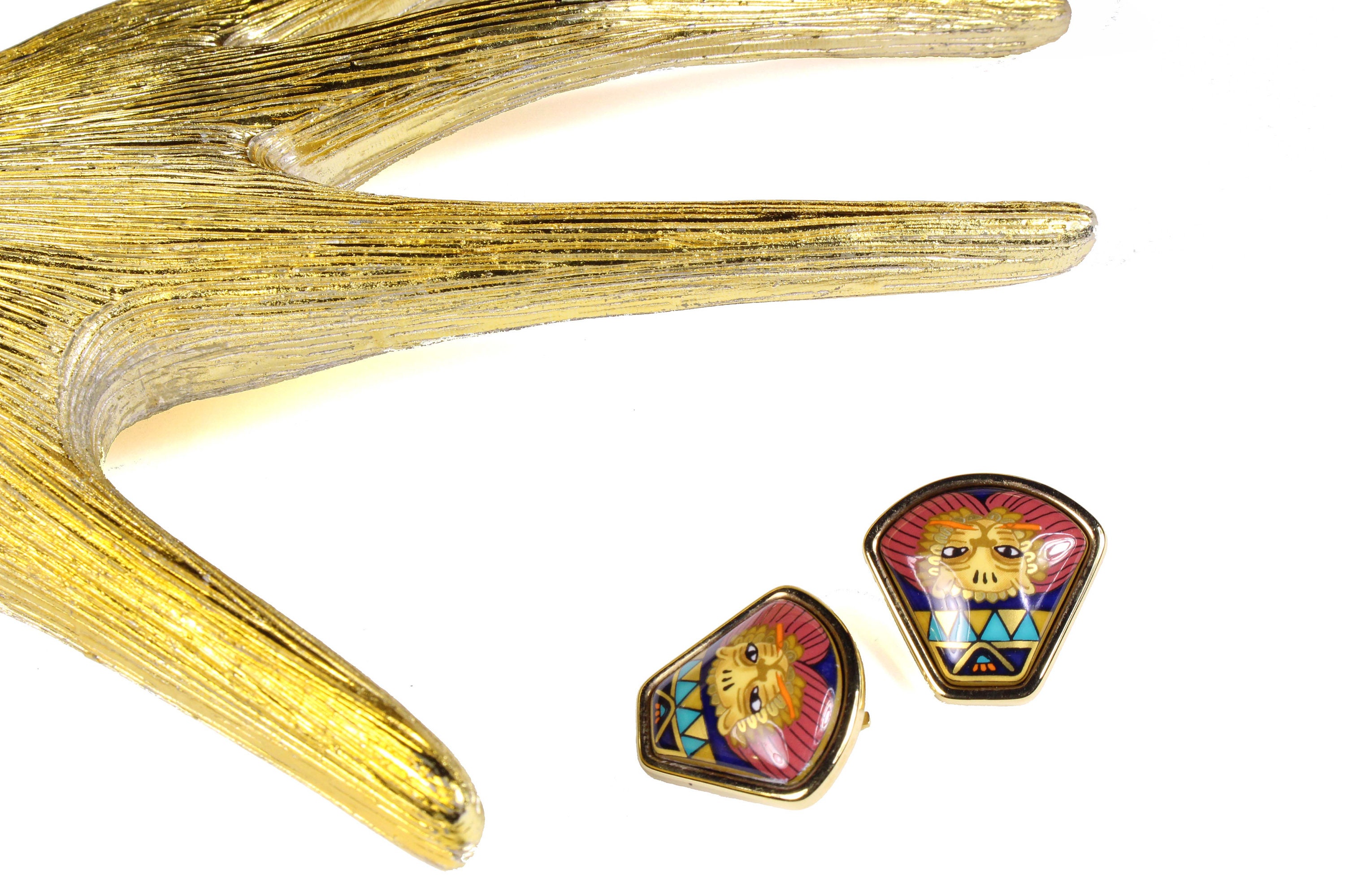 Auth Hermes Cloisonne Earrings #300956H20B Vintage Hermes Clip on Earrings main image 4