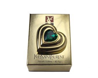 Vintage Yves Saint Laurent Heart Jewel Compact, Rhinestone YSL