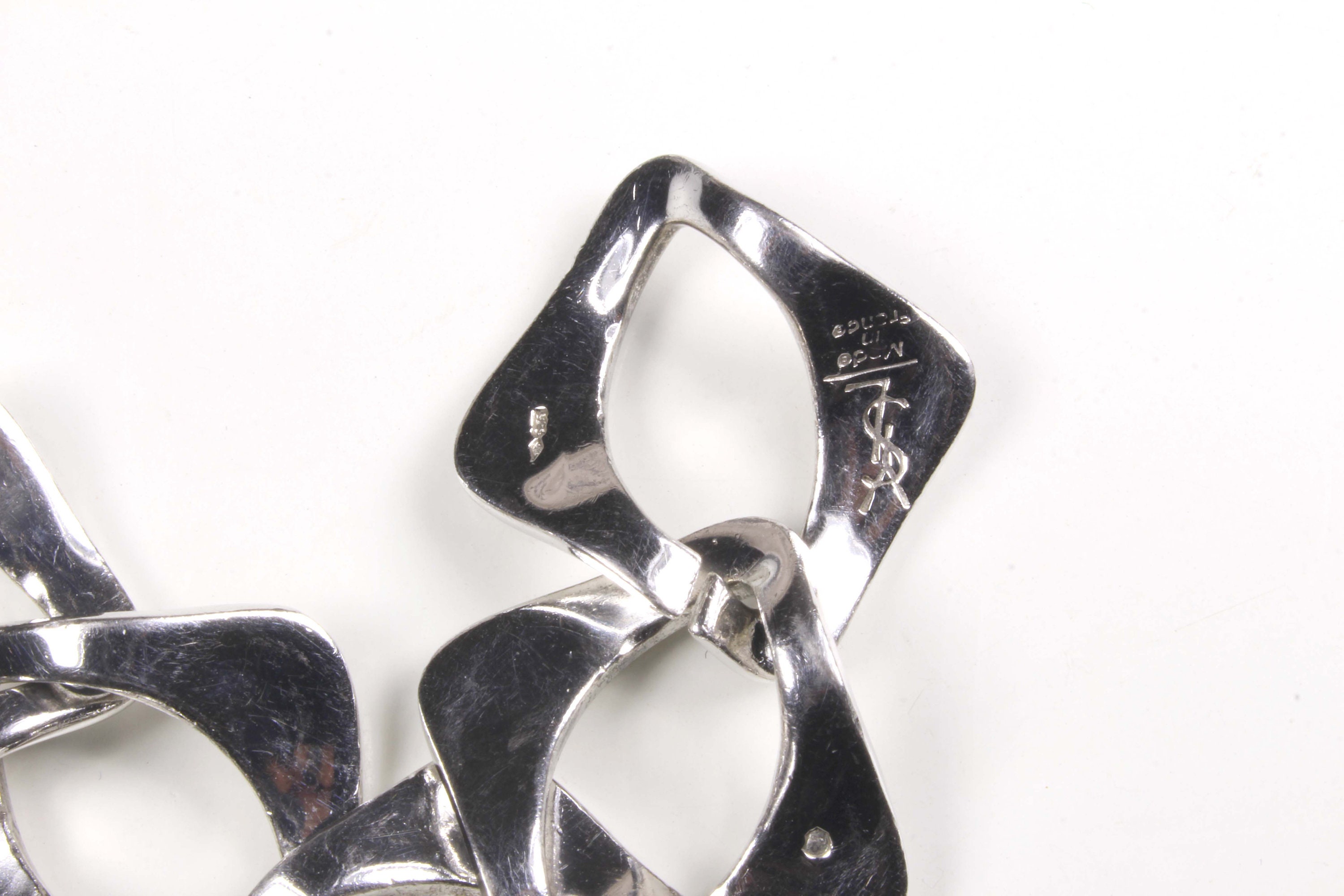 イヴ・サンローランのヴィンテージシルバーチェーンリンクブレスレット