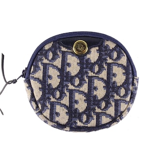 CHRISTIAN DIOR blue Dior Oblique canvas coin purse