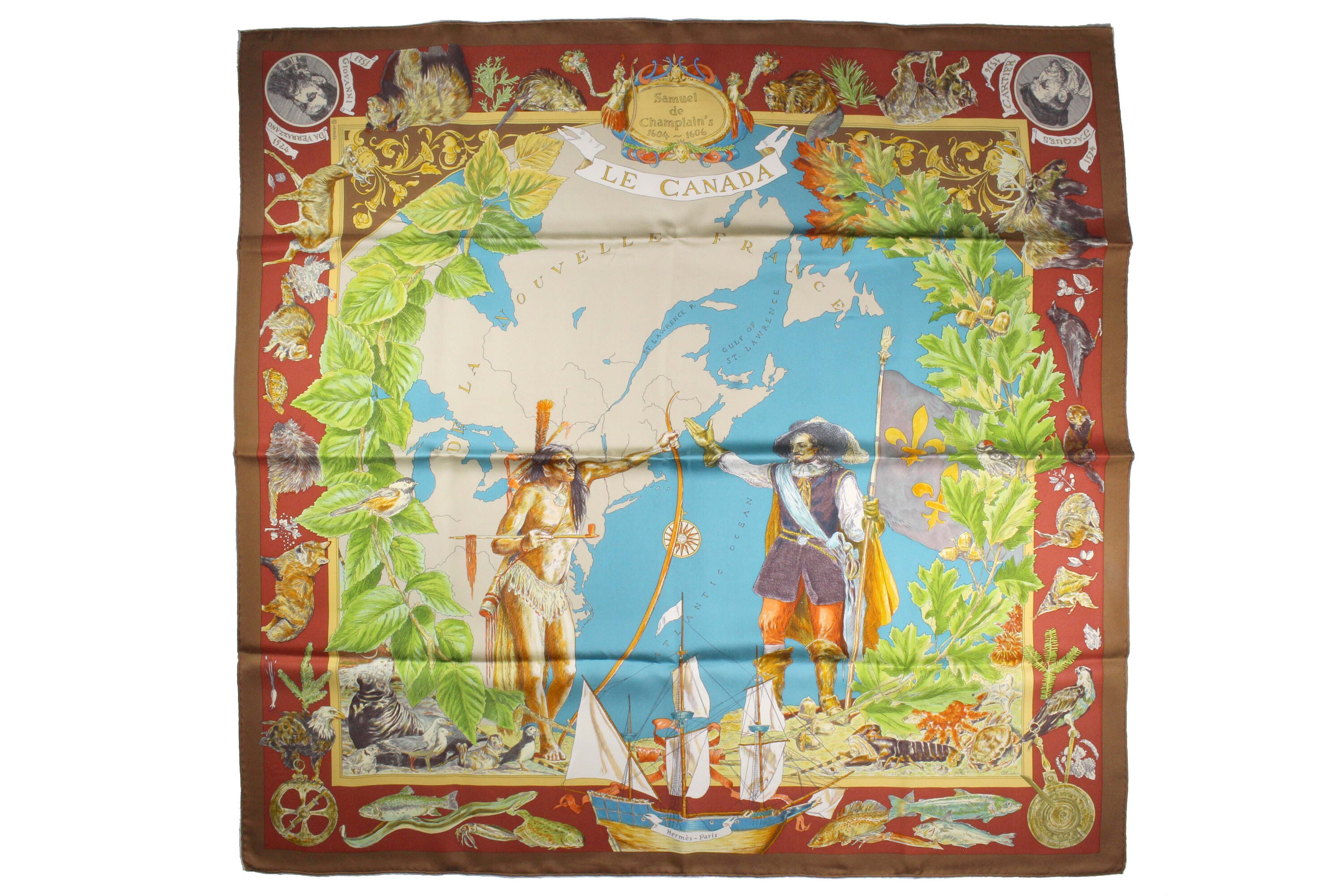 Vintage HERMÈS Scarf le Canada by Kermit Oliver - Etsy