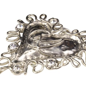 CHRISTIAN LACROIX Vintage Silver Large Monogram Heart Brooch