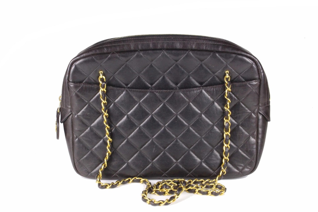 CHANEL Vintage 1990's Dark Brown Quilted Leather Camera Bag - Etsy