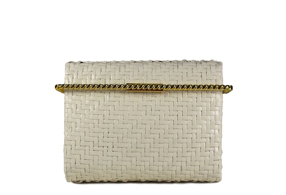 Vintage RODO white wicker clutch - image 1