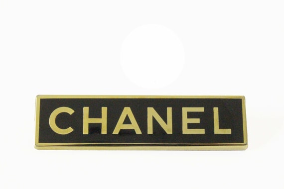 CHANEL Vintage Rectangular Logo Brooch - image 2