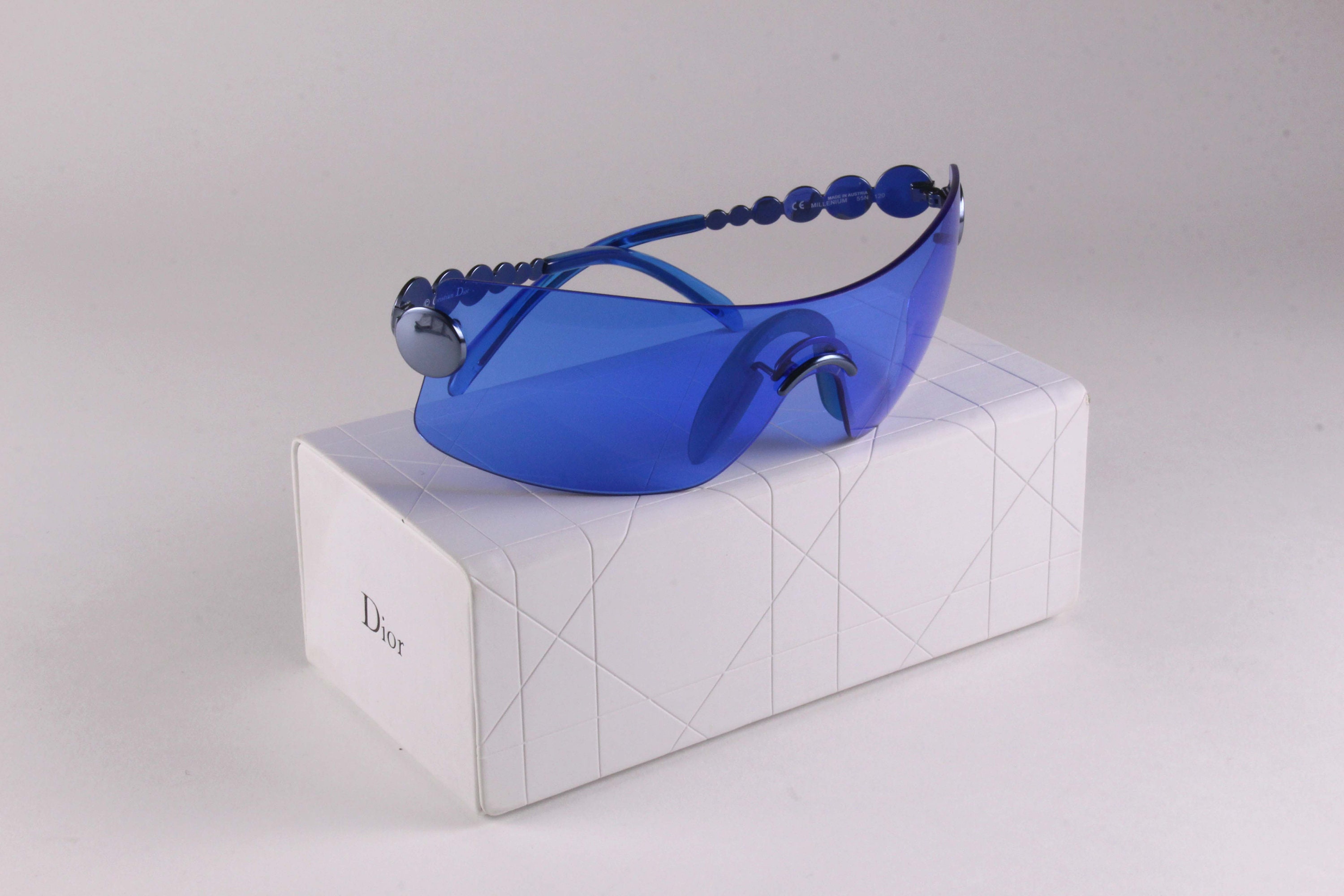 CHRISTIAN DIOR Vintage 2000's Blue Millenium 55N Mask Sunglasses