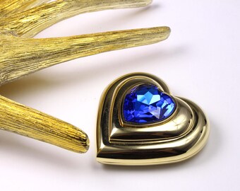 YVES SAINT LAURENT Vintage Heart Gold Plated Jewel Powder Compact