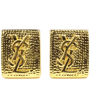 YVES SAINT LAURENT Vintage Rectangular Logo Earrings