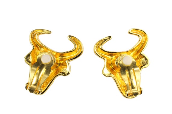 CHRISTIAN LACROIX Vintage Gold Bull Head Earrings - image 6