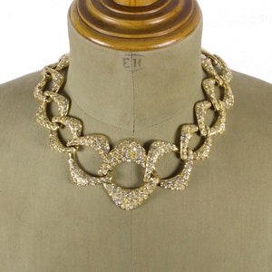 YVES SAINT LAURENT Vintage Chunky Chain Rhinestones Necklace