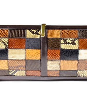 Made In England Snake And Lizard Skin Patchwork Handbag