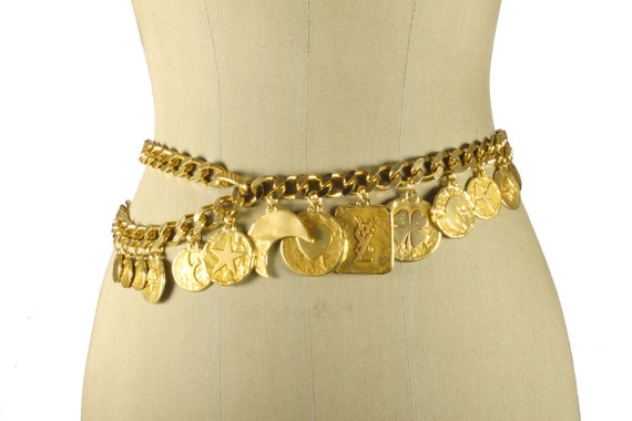 YVES SAINT LAURENT Vintage Chain Link Charm Belt 