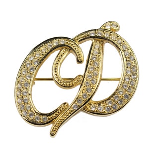 CHRISTIAN DIOR Vintage Small Logo Rhinestones Brooch